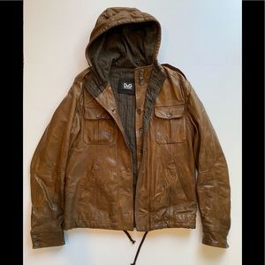 D&G Dolce Gabbana Leather hooded jacket.